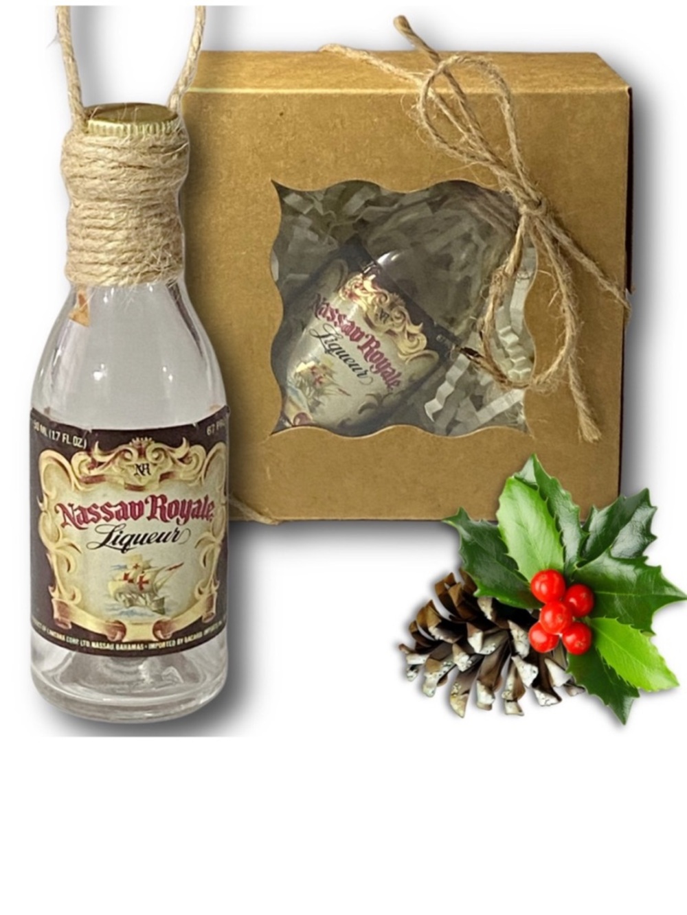 Nassau Royale Liqueur Rum Artisan Vintage Miniature Glass Bottle Ornament
